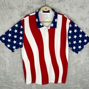 Obnoxious Golf XL American Flag Polo Shirt Patriotic Golfing USA 4th of July
